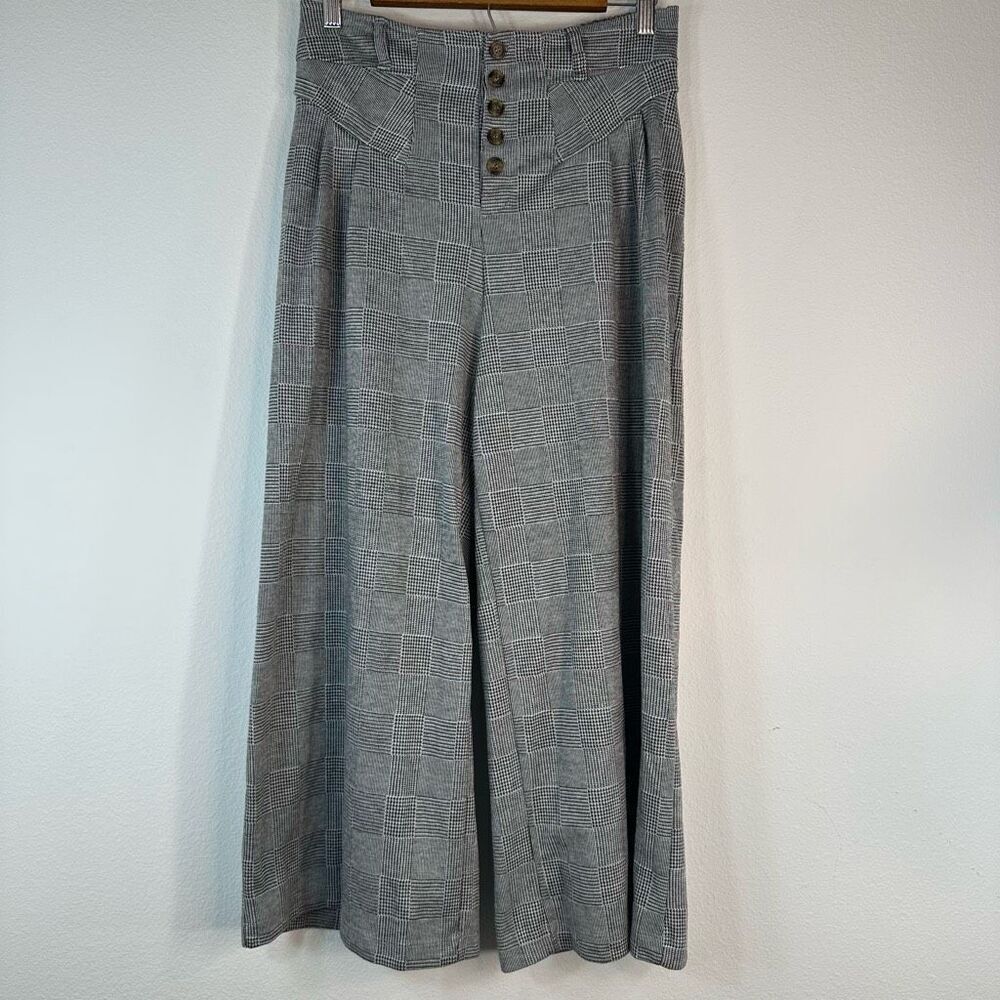 Maeve Anthropologie Houndstooth Wide Leg Pants Womens Medium High Rise Cropped